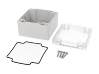 Polycarb Enclosure 90x90x60mm Grey Body Clear Lid IP66 [1554E2GYCL]