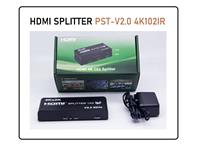 2 Port V2.0 60HZ HDMI Splitter 4K with IR Extension, Metal. 1 INPUT 2 Outputs, High Quality Ultra HDTV Resolution, Support 3D, Includes Power Adapter. [HDMI SPLITTER PST-V2,0 4K102IR]
