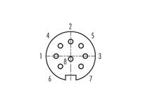 Circular Connector M16 Cable Female Straight 8 Pole DIN Silver Plated Contacts Solder Screw Lock 8mm Cable Entry 5A 60V IP67 [09-0172-70-08]