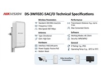 Hikvision Outdoor Wireless Bridge 5Ghz 867Mbps 5km, Antenna Gain:12dBi, TDMA Supported, 2×Gigabit RJ45 Ports, WPA2-PSK, Channel Width:20/40/80MHz, CPE , Auto/Manual Selection, 12VDC 1A Passive PoE [HKV DS-3WF02C-5AC/O]