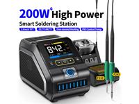 FNIRSI DWS200 245 200W Precision Digital Soldering Station Kit with 6 F245 Soldering Iron Tips and 2 Helping Hands. 100-240V Voltage Input. 3 Pre-Set Temperature Storage. 100 to 450 Degrees Celcius Range. Full-Colour 2.4 Inch Display [FNIRSI DWS200-245 SOLDER STATION]