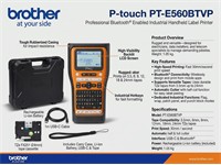 Brother P-Touch E560BTVP Handheld Printer, Bluetooth Enabled, 3.5-24mm Tapes, Standard Print Speed: 30MM Speed, Includes 1xTZE FX251, 1xRechargeable Li-Ion Battery, USB-C Cable 1m & Carry Case & Hand Strap, 1.05kg [BRH PTE-560BTVP]