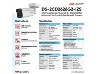 Hikvision AcuSense VF Bullet Network Camera, 2MP, H.265/H.265+/H.264+/H.264, 25fps (1920 × 1080, 1280 × 720), 2.8-12mm Lens, 60m IR, Audio and alarm interface, 120dB WDR, Powered by Darkfighter, Built-in Micro SD/SDHC/SDXC slot, up to 256 GB, IP66 [HKV DS-2CD2626G2-IZS]