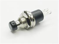 Miniature Push Button Switch • Momentary • Form : SPST-0-(1) • 3A-125 VAC • Solder-Lug • Black-Button • Round Actuator • PTM [R18-29A3 BLACK]