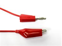 Test Cordset - Red - 500mm PVC 0,75mm sq.- 4mm 'Lantern' Banana Plug - Croc Clip - 15A-30VAC/60VDC [XY-TCS570-50 RED]