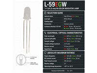 5mm Round Bi-Colour LED Lamp • 3-Pole • Rd-Org - IV= 60mcd • Green - IV= 50mcd • White Diffused Lens [L-59EGW]