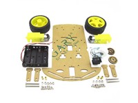 Clear Acrylic 2WD Robot Chassis Kit with Gear Motors, Wheels, Battery Box and 2 x Speed Encoder Discs [BMT CHASSIS 2WD KIT ACRYLIC]