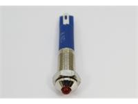 LED INDICATOR 6mm CONVEX PANEL MOUNT RED 12V AC/DC 20mA IP65. [AVL6D-NDR12]