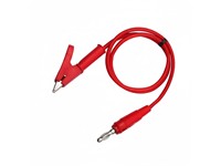 4MM Banana Plugs to Crocodile Clip Leads on 1MTx3.8MM Silicone Cable-Red 15A 30VAC/60VDC [HKD 1M SILICONE CROC-BANANA RED]