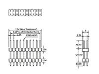 2.54mm PCB Pin Connector • 2x40 way in Double Rows • Straight Pins • 2 Tier • 21mm Pin Length [710801-2T-21MM]
