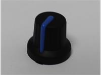 KNOB RUBBER BLACK BODY WITH BLUE LINE (AS POINTER) - BASE = 15,8MM (INNER = 12,8MM) TOP = 11,8MM HEIGHT = 15MM [KNOB15-0099 BLUE]