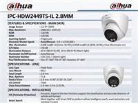 Dahua 4MP Smart Dual Illumination Eyeball IP Camera Full-colour, 2.8mm Lens, Fixed, 30m IR, 1/2”9 CMOS (2688 × 1520)@20fps, IP67, 12V DC, Upto:256GB Micro SD, Built-in Mic, Tripwire; Intrusion, 100.9 mm × Φ109. [DHA IPC-HDW2449TS-IL 2.8MM]