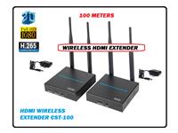 HDMI WIRELESS EXTENDER KIT 100M , INCLUDES TRANSMITTER AND RECEIVER WITH DUAL AERIALS + IR CONTROLLER TX/RX AND POWER SUPPLIES . [HDMI WIRELESS EXTENDER CST-100]
