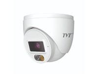 Turret Network Camera 2MP 2.8mm Lens, Dual Illumination, IR Range:20~30m; White Light Range:10~20m, 1/3"CMOS, 3D DNR, WDR, HLC/BLC, RJ45 (10/100 Base-T), 1CH Built-in Mic, ONVIF, PSU: 48V POE 0.35A, IP67 [TVT TD-9520S5L-E (D/PN/AW2)]