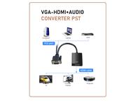VGA to HDMI Converter, with Audio. Working Voltage : 5V 1A, Input: VGA+Audio, Output : HDMI, - Suitable For Aux Output, - Bluetooth Hands - Free Call and Volume Control, - Support Audio Output via 3.5mm Audio Jack [VGA-HDMI+AUDIO CONVERTER PST]