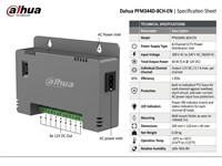 Dahua 8 Channel 60W Switching Power Supply 12V 1A Per Channel, I/P:100~240VAC, Over Current & Over Voltage Protection, 140.1x94.5x34.2mm, 0.35kg [DHA PFM344D-8CH-EN]