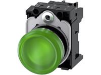 SIRIUS ACT Indicator Lights, 22mm, Round, Metal, Shiny, Green, Lens, Smooth, with Holder, LED Module with Integrated LED 24 V AC/DC, Screw Terminal [3SU1152-6AA40-1AA0]
