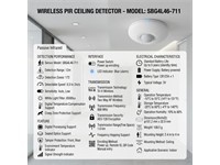 Hikvision Wireless PIR Ceiling Detector 868MHz, Detection Range:12m/360°, Two-Way RF Wireless, Tri-X Wireless, Transmission Range(Free Space):1.6KM, Battery Type:CR123A×1, Mounting Height:2.4M/4M, Detection Zones:172, 6500lux, φ101.2x32.9mm [HKV DS-PDCL12-EG2-WE]