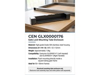 Centurion GATELOX GLX 900 Electric Lock Mounting Tube for GLX09001V1 and GLX09002V1 , Mounts inside your gate frame , Grade 304 Stainless Steel housing , 305mm x 52mm [CEN GLX0000176]