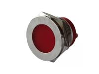 Vandal resist pilot lamp 22mm FLAT Red dot led 220V AC/DC 15mA- IP67, Stainless steel [AVL22F-SDR220]