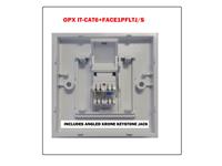 Optronics CAT6UTP Single Port Wall Face Outlet with Angled Mod Socket Krone 8X8USA Module Loaded, Face 85mm x 85mm. [OPX IT-CAT6+FACE1PFLTJ/S]