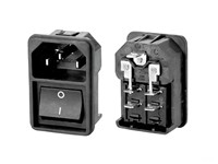 IEC C14M Inlet Snap-in with DPST Switch 1,5mm 15A 250V [6400-43/1,5MM]
