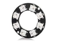 WS2812 NEOPIXEL RING WITH 8 RGB LEDS. RINGS CAN BE CASCADED AS AS ONLY 1 MCU I/O PIN IS USED FOR CONTROL. OD 32MM 4-7V [BMT WS2812 NEOPIXEL RING-8 LED]