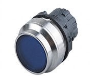Push Button Actuator Illuminated Latching • Blue Lens • Metallic Silver 30mm High Bezel [P304LBS]