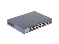 HKV DS-3E0326P PoE power management, IEEE 802.3/ 802.3u/ 802.3x , 24×100 Mbps PoE ports, 2×1000 Mbps combos, Plug-and-play installation, 8.8 Mpps switching capacity, RJ45 port, full duplex, MDI/MDI-X adaptive, 4K MAC address table [HKV DS-3E0326P-E]