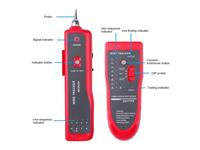 Tone & Probe Tester, Identify Unknown Cables Quickly, Tests Continuity, Diagnose Break Points, Verify LAN Open, Short Circuit and Crossed Pairs, Pin to Pin Cable Map, Lead Conected to Transmitter Directly. [MJ-868 WIRE TRACKER]