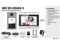 Hikvision IP Video Intercom Kit - Includes: 1 Button Villa Door Station DS-KV8113-WME1(C) - 1x7-inch TFT Touch Screen DS-KH6320-WTE - 1x4 Port Standard PoE Switch, 1x DS-KABV8113-RS/Surface, 1x16GB TF Card, 5xKey Fob, 1xAdministrator Card, 1xPSU [HKV DS-KIS604-S]