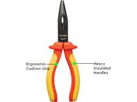 PM-919 :: Insulated Long Nose Plier (170mm) Serrated Flat Jaws Mini Bevel [PRK PM-919]
