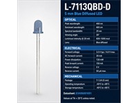 LED Dome Diffused 5mm Blue 1000mcd 30° 460NM [L-7113QBD-D]