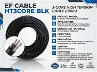 Cable HT Tinned Copper S-series - HT Cable - Black - 3 Core/100m - Slimline {EH-3BS100} [EF CABLE HT3CORE BLK]