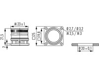 Circular Connector M23 Signal Panel, Square Flange Housing, Male Thread with Anti-Vibrating O Ring [7410000000]