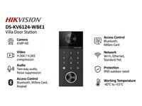 Hikvision IP Villa Door Station 4MP 3m IR, WiFi 2.4GHZ, H.264/265 , MJPEG, 1x Built-in Omni Directional Microphone, User Capacity:2000, Card Capacity:10000, TCP/IP, RTSP/IPV6, ONVIF, Card Type: M1 Card 13.56MHz, 1xRJ45 10/100Mbps, RS485, IP6 [HKV DS-KV6124-WBE1]