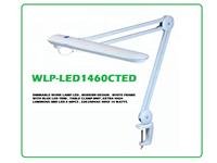 DIMMABLE WORK LAMP LED , MODERN DESIGN , WHITE FRAME WITH BLUE LED TRIM , TABLE CLAMP MNT ,EXTRA HIGH  LUMINOUS SMD LED X 60PCS  ,  220-240VAC 50HZ 14 WATTS. [WLP-LED1460CTED]