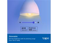 TP-LINK Tapo Smart WiFi Light Bulb Multicolour E27 8.3W, Colour Temp Range: 2500-6500K, 806 Lumens, Dimmable via APP & Voice Only, WiFi Frequency:2.4GHz IEEE 802.11b/g/n , 15000 Switching Cycles, Light Beam Angle 220°, Lifetime:25000 HRS,220~240VAC [TP-LINK TAPO L530E-2PACK]