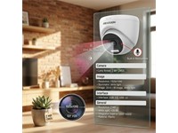 Hikvision Smart Hybrid Light Turret Camera 2MP, 2.8mm Lens, 20M IR, Res:1920×1080, PAL/NTSC, Switchable:TVI/AHD/CVI/CVBS, Digital WDR, Plastic Housing, PSU:12VDC±25% Max 3.3W, Pan:0~360°, Tilt:0~75°, Rotation:0~360°, 84.6mm×Ø85.02mm [HKV DS-2CE76D0T-LPFS (2.8MM)]