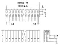 20 way 2.0mm PCB Right Angled Pins DIL Female Socket Header [627200]