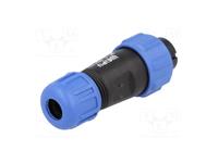 Circular Connector Plastic IP68 Screw Lock Female Cable End Plug With Cap 3 Poles 13A/250VAC 4-6,5mm Cable Od [XY-CC130-3S-I-C]