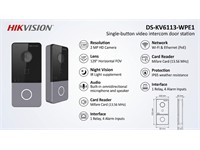 Hikvision Video Intercom Villa Door Station, 2 MP, Standard PoE, Built-in Loud Speaker & Omnidirectional Microphone, Noise Suppression & Echo Cancellation, RS485, Internal Mifare Card Reader, Capacity:2000, TCP/IP, RTSP, 138×65×27mm, IP65 [HKV DS-KV6113-WPE1]