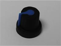 KNOB RUBBER BLACK BODY WITH BLUE POINTER - BASE = 15,8MM TOP = 12MM HEIGHT = 14,4MM [KNOB15-0095 BLUE]