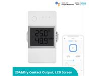 THR320-Temperature and Humidity Monitoring WiFi Smart Switch with LCD Display (100 – 240V 50/60HZ, 20A MAX). Has an RJ9 Jack for Sensor Input. Can Be Mounted on a DIN Rail. Temp and Humidity Sensors not Included [SONOFF THR320D TEMP AND HUMIDITY]
