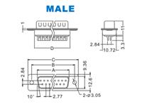 D-Sub 9W Male PCB Straight Stamped Pin [DE9POL2E]