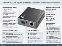 TP-LINK Gigabit Ethernet Media Converter 10/100/1000Mbps Auto-Negotiation RJ45 Ports Supporting Auto-MDI/MDIX [TP-LINK MC220L]