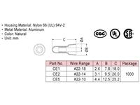 Close End Connector L=18mm ID=2.6mm OD=7.8mm - Wire Range: #22-18 1.25MMSQ. Nylon 66 (UL) 94V-2 [CE1]