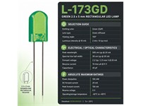 2.5 x 5mm Rectangular LED Lamp • Green - IV= 8mcd • Green Diffused Lens [L-173GD]