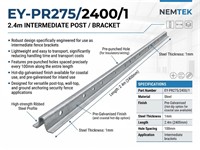 Omega Bracket Intermidiate - Pre-Galvanised - Free Standing - Omega - 2.4m Pregalv. Z275 {EY-PR275/2400/1} [EF EY-PR275/2400/1]