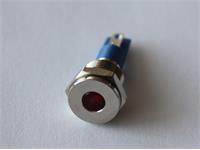 LED INDICATOR 10mm FLAT PANEL MOUNT RED DOT 12V AC/DC 20mA IP65 -  NICKEL PLATED BRASS [AVL10F-NDR12]